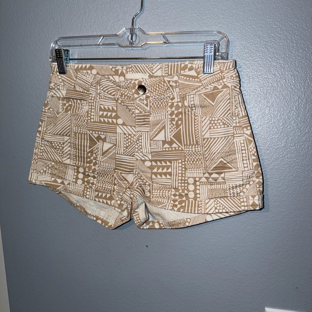 H&M Tan Geometric High Waist Shorts